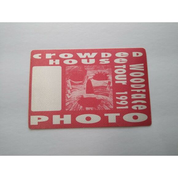 Crowded House Woodface Backstage Pass Original 1991 Split Enz New Wave Pop Red - Picture 2 of 4